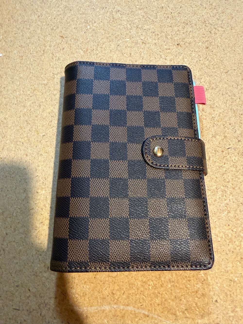 Checkerboard Snap Wallet and Planner- Brown & Dark Brown